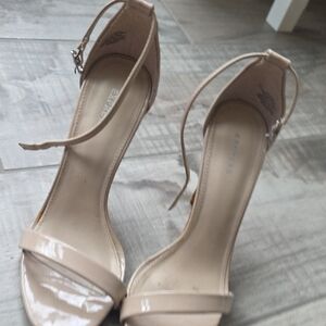 Elegant Beige Ankle Strap Heels